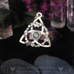Celtic triquetra pendant with labradorite, trinity knot necklace, handmade pagan jewelry
