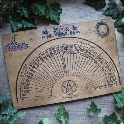 Handcrafted Bovis scale dial for divination pendulums and dowsing, made of engraved wood