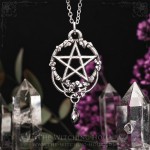 Pentagram necklace with colored drop, handmade gothic jewelry inspired by mysticism and occultism