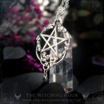 Pentagram necklace with colored drop, handmade gothic jewelry inspired by mysticism and occultism