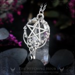 Pentagram necklace with colored drop, handmade gothic jewelry inspired by mysticism and occultism