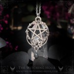 Pentagram necklace with colored drop, handmade gothic jewelry inspired by mysticism and occultism