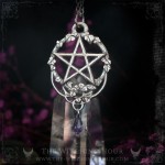 Pentagram necklace with colored drop, handmade gothic jewelry inspired by mysticism and occultism