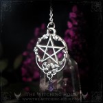 Pentagram necklace with colored drop, handmade gothic jewelry inspired by mysticism and occultism