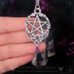 Pentagram necklace with colored drop, handmade gothic jewelry inspired by mysticism and occultism