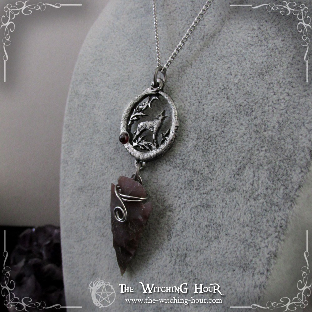 Collier ouroboros "The Wolf Song" - agate et grenat