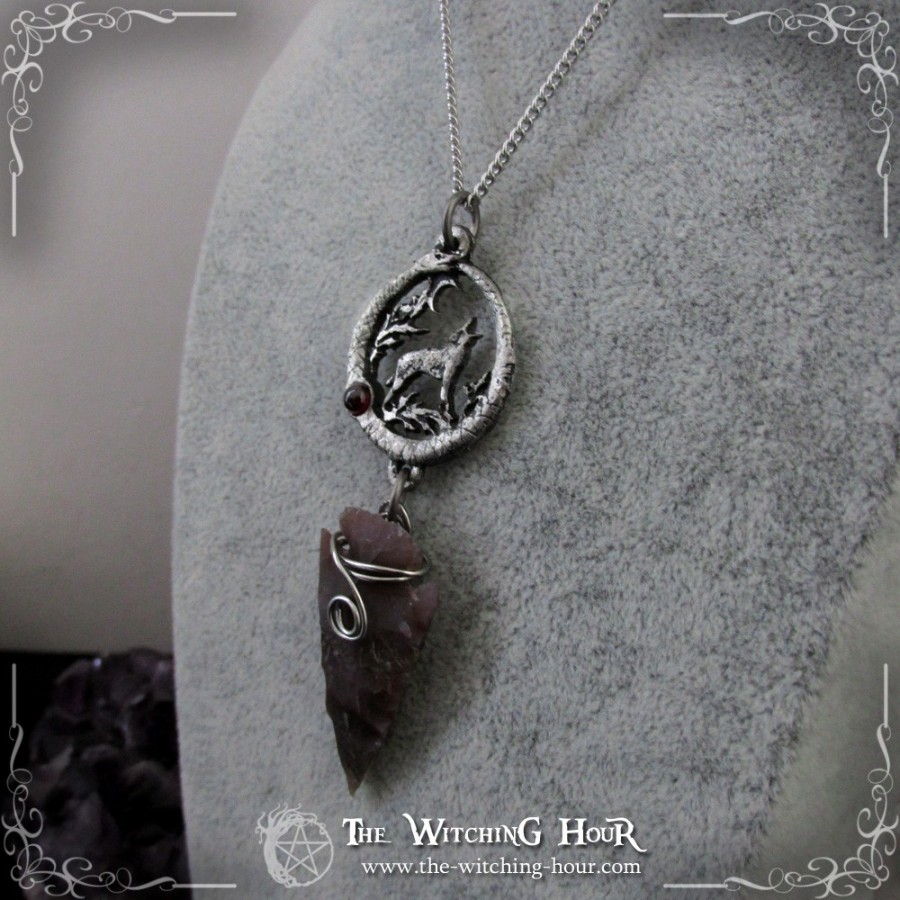 "The Wolf Song" ouroboros necklace - red agate and garnet