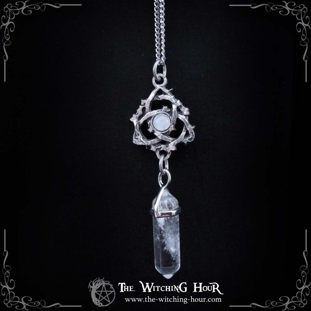 Collier pendule triquetra "Ivyana Luneria" - cristal de roche