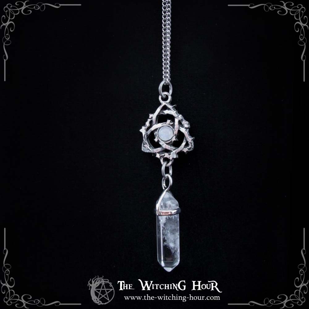 Collier pendule triquetra "Ivyana Luneria" - cristal de roche