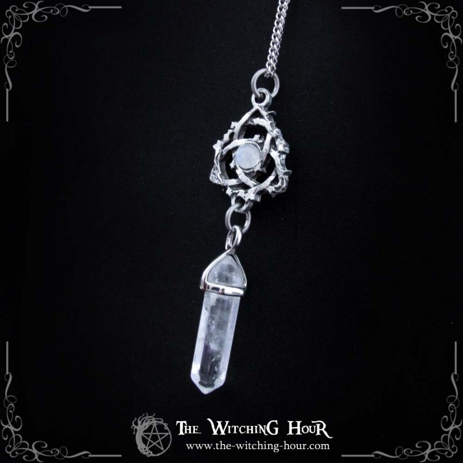Collier pendule triquetra "Ivyana Luneria" - cristal de roche