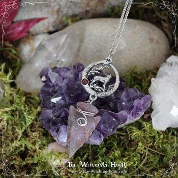 Collier ouroboros "The Wolf Song" - agate et grenat