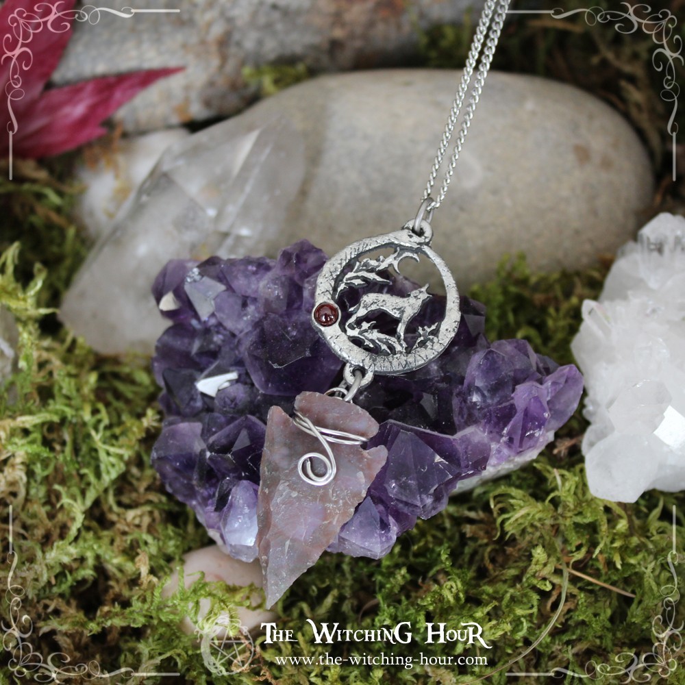 "The Wolf Song" ouroboros necklace - red agate and garnet