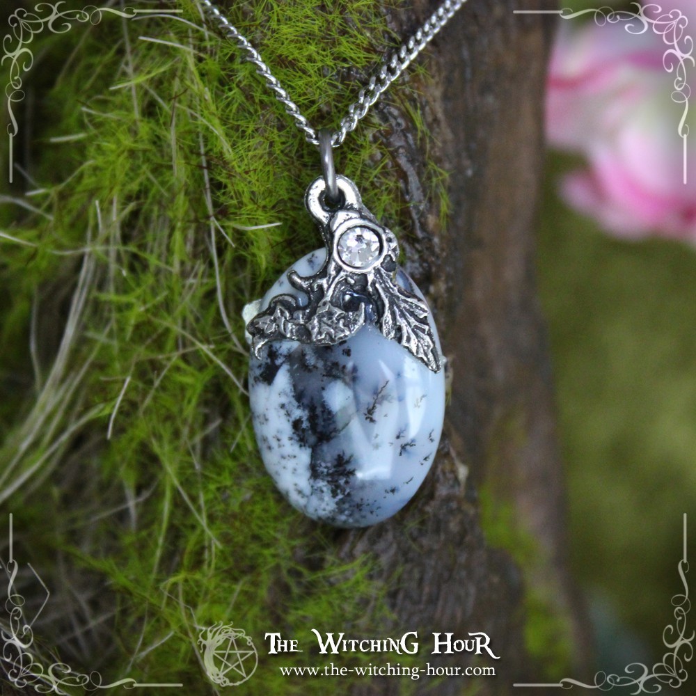 Dendritic opal (merlinite) pendant