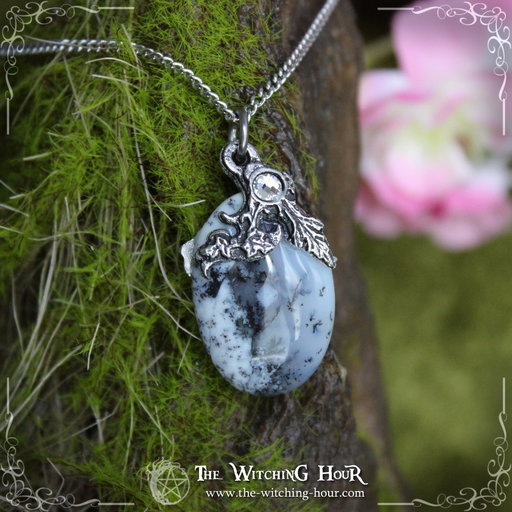 Dendritic opal (merlinite) pendant