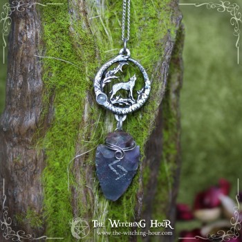 "The Wolf Song" ouroboros necklace - jasper and labradorite