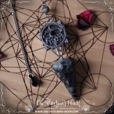 Sigil of Belial pendulum with natural larvikite