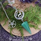 &quot;The Wolf Song&quot; ouroboros and wolf pendulum - green aventurine