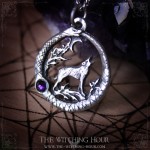 Wolf pendant surrounded by an ouroboros and a stone, pagan jewelry