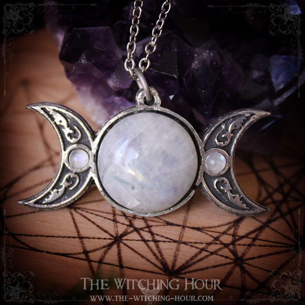 Pentagram and triple moon pendant