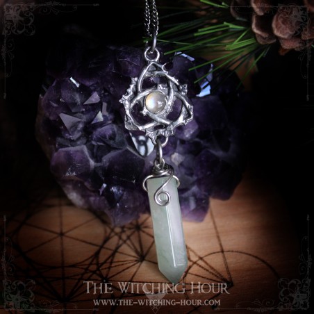 Labradorite and serpentine triquetra pendulum necklace