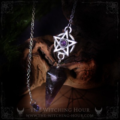 Pendule pentacle en améthyste