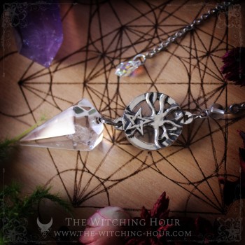 Tree of life and pentagram pendulum - rock crystal