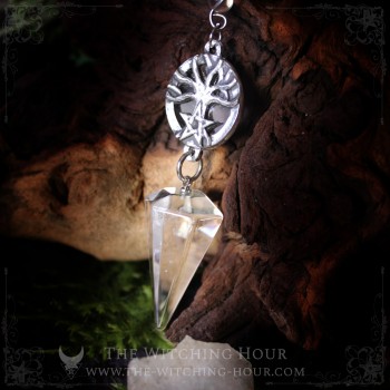 Tree of life and pentagram pendulum - rock crystal