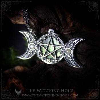Pentagram and triple moon pendant "Freya's Moon"