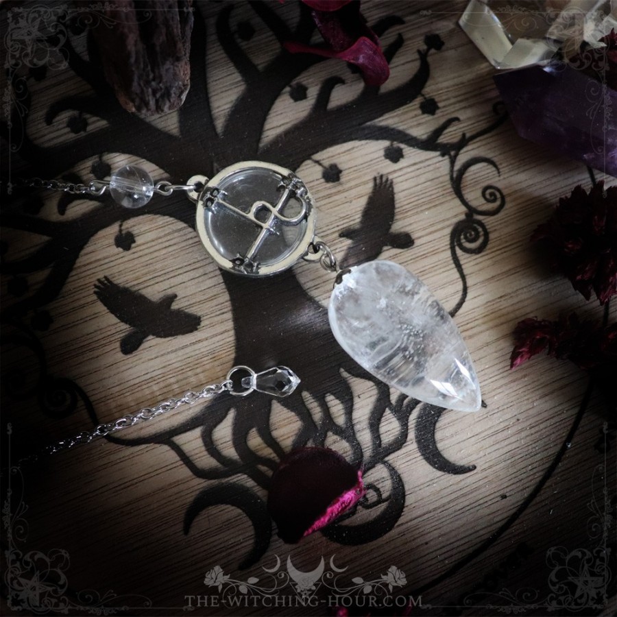 Sigil of Lilith rock crystal pendulum