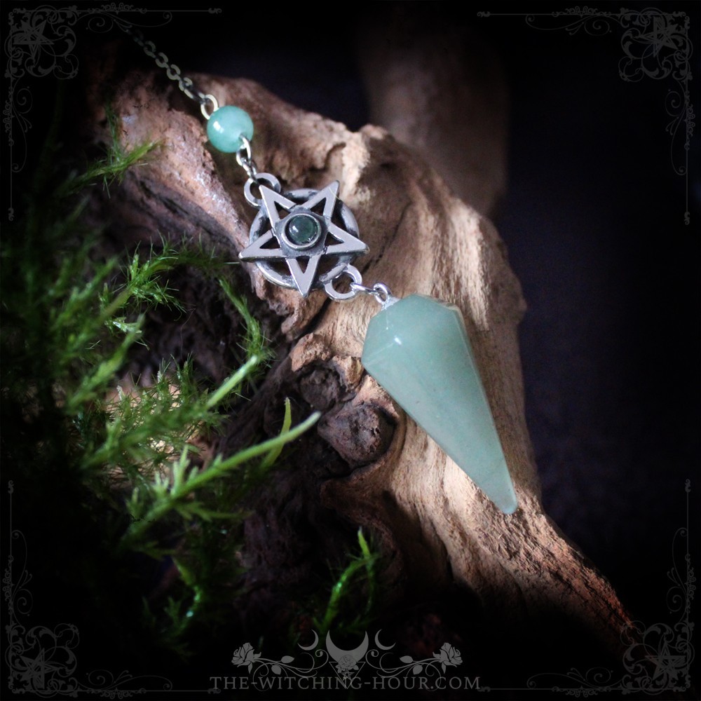 Pendule pentacle en aventurine verte