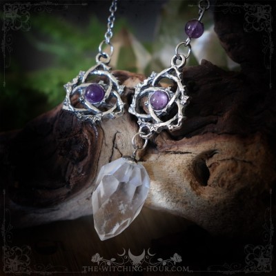 Rock crystal triquetra pendulum