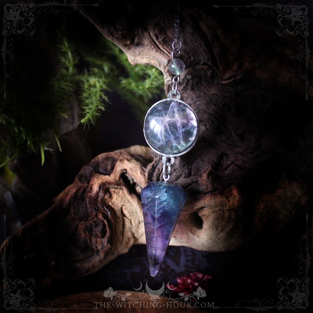 Fluorite pentagram pendulum