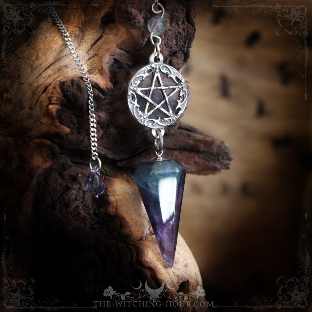 Fluorite pentagram pendulum