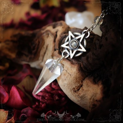 Pentagram pendulum with rock crystal