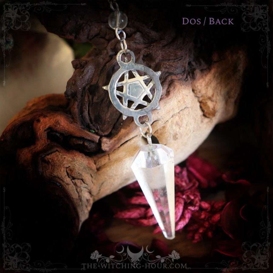 Pentagram pendulum with rock crystal