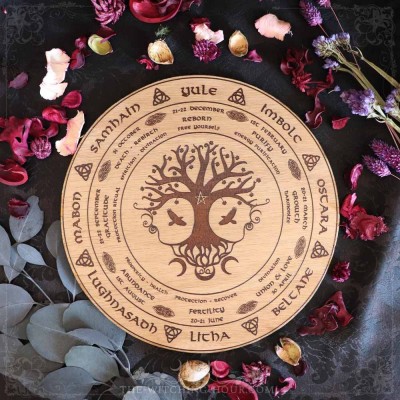 Wheel of the year with tree of life "Yggdrasil"