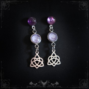 Celtic earrings with amethyst "Triheartra"