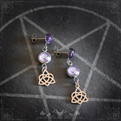 Celtic earrings with amethyst
