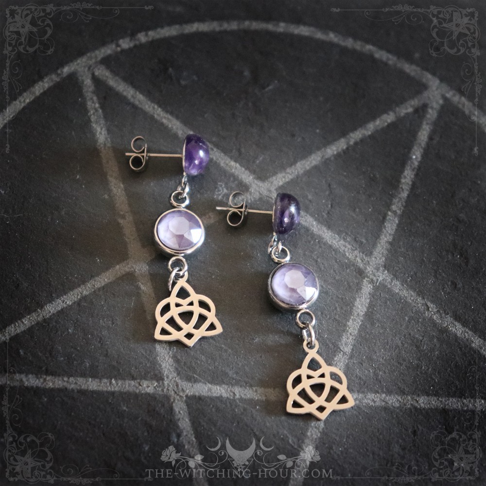 Boucles d'oreilles celtiques en améthyste
