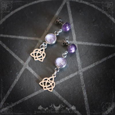Celtic earrings with amethyst