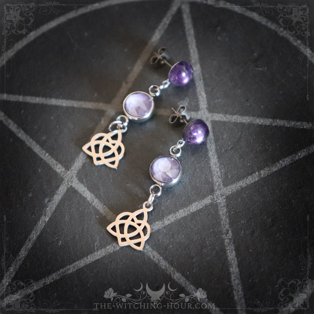 Boucles d'oreilles celtiques en améthyste