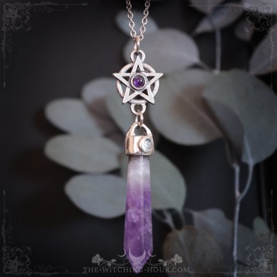 Collier pendule pentacle en améthyste "Imageliria"