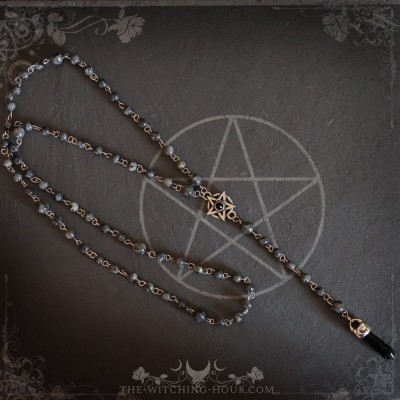 Pentagram rosary in larvikite