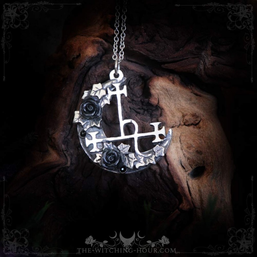 Lilith sigil pendant with grey roses