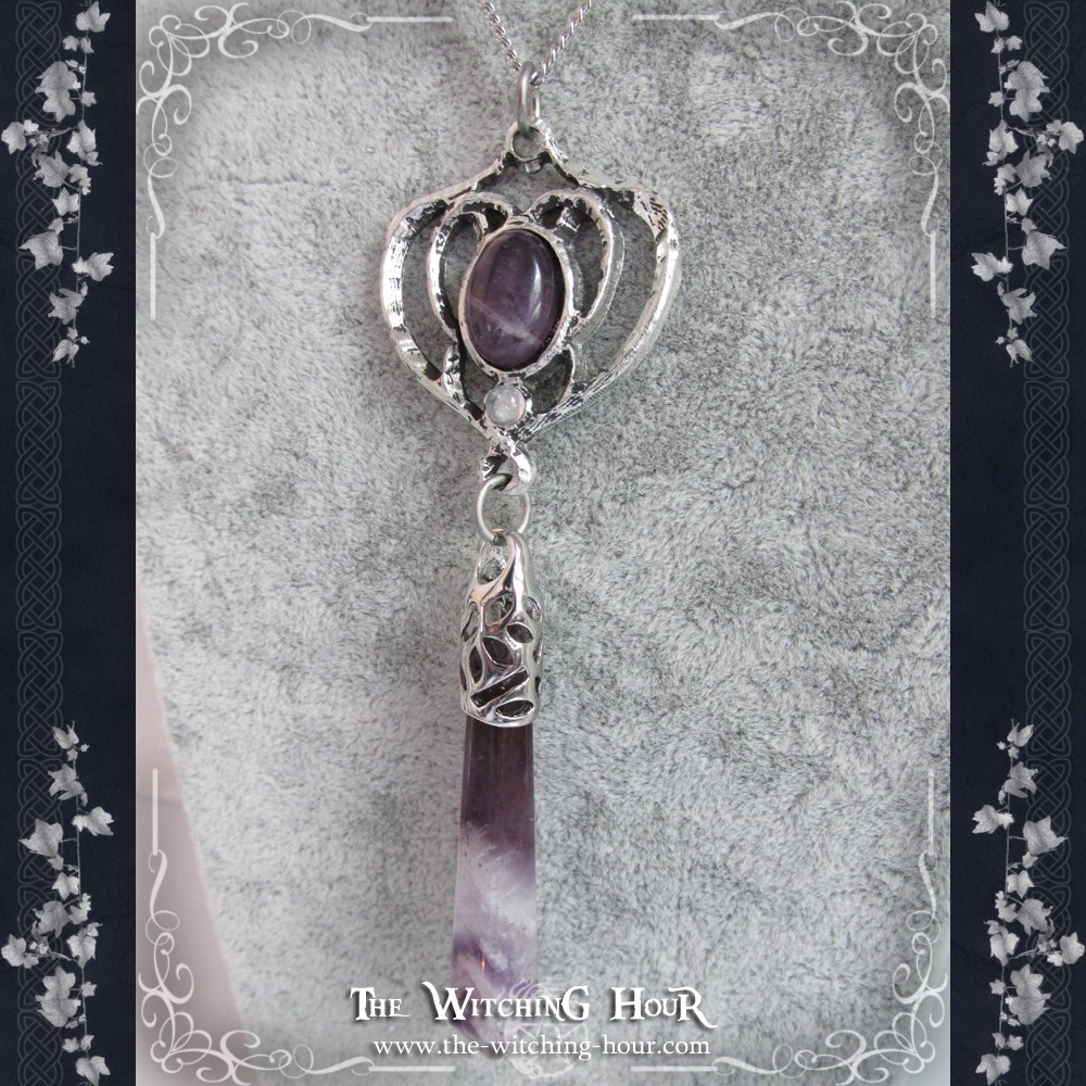 "Amethyst Moon" elven pendulum necklace