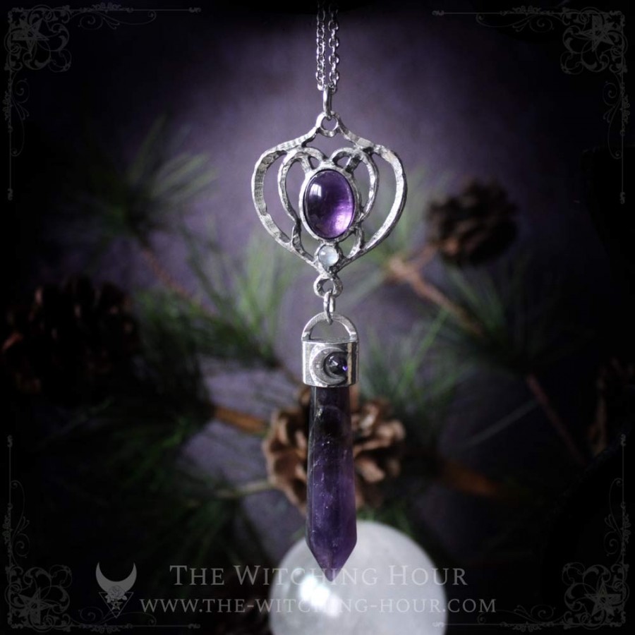 Amethyst elven pendulum necklace