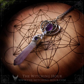 Amethyst elven pendulum necklace