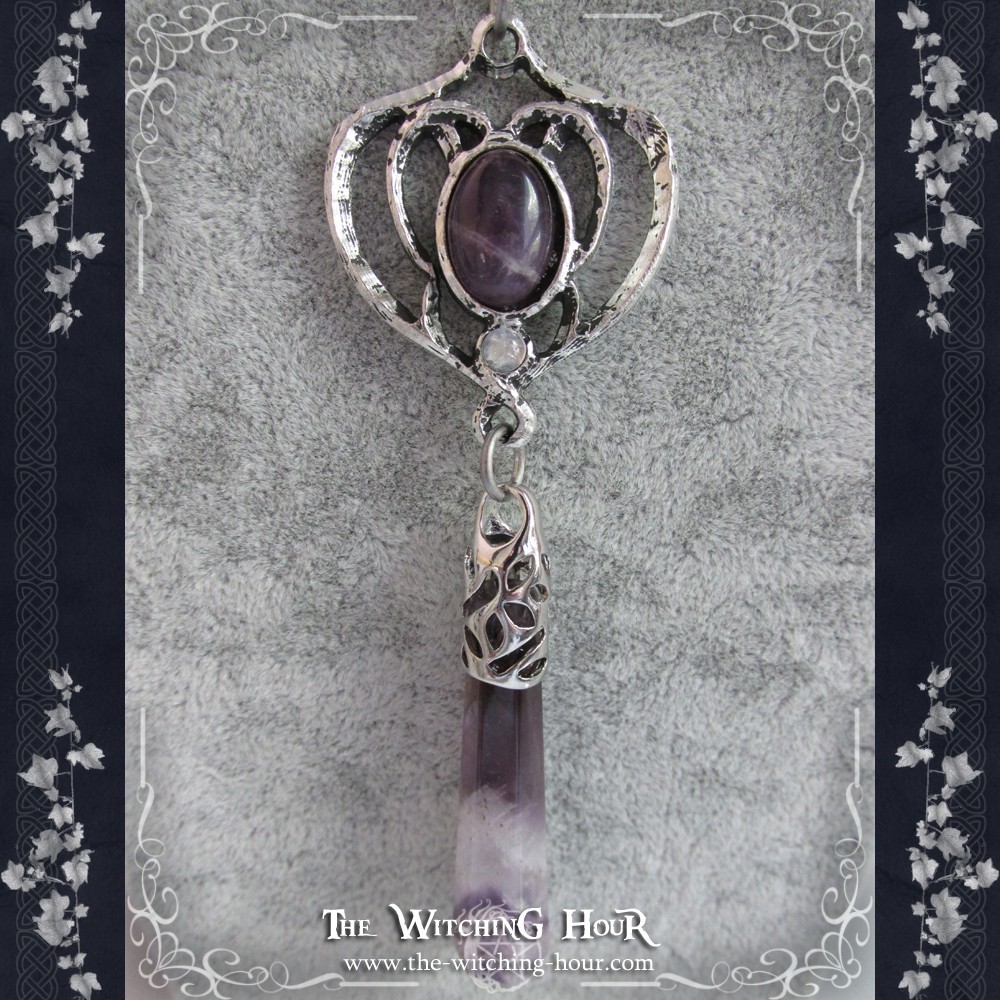 "Amethyst Moon" elven pendulum necklace