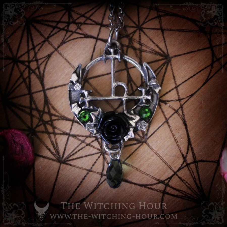 Lilith sigil necklace with rose