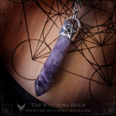 Amethyst point and pentagram pendant